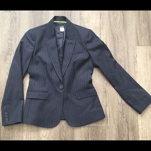 J. Crew Navy Pinstripe Career Wool Suit Blazer